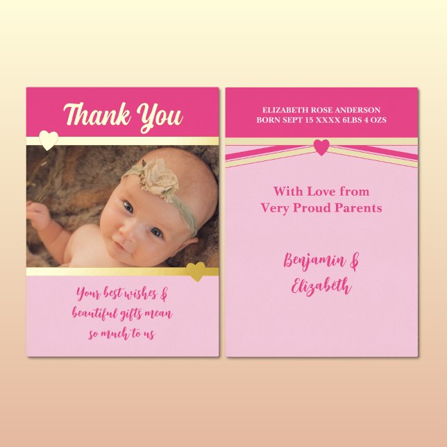 Thank you for gifts new baby pink gold foil card (Creator Uploaded)