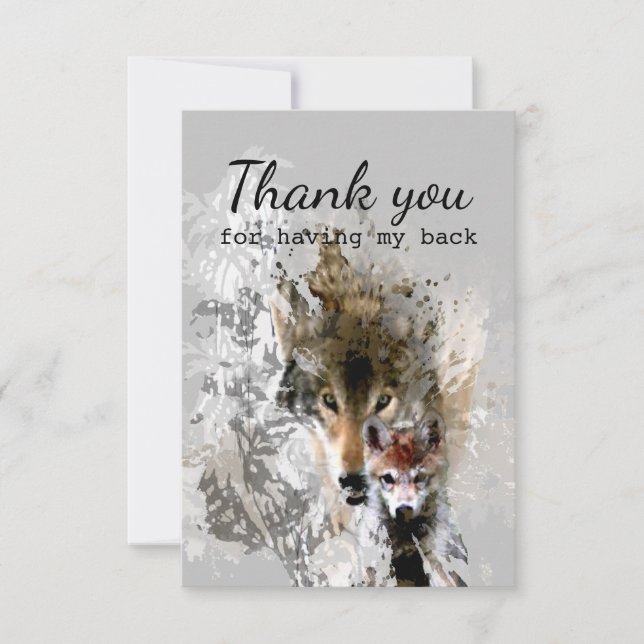 Thank You for Having my Back Wolf and Cub Card (Front)