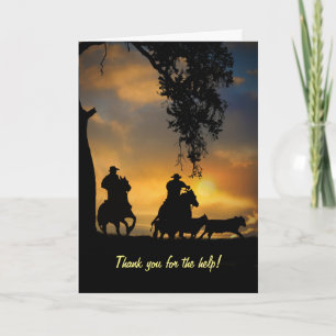 Thank You For Help Country Western Cowboy Card