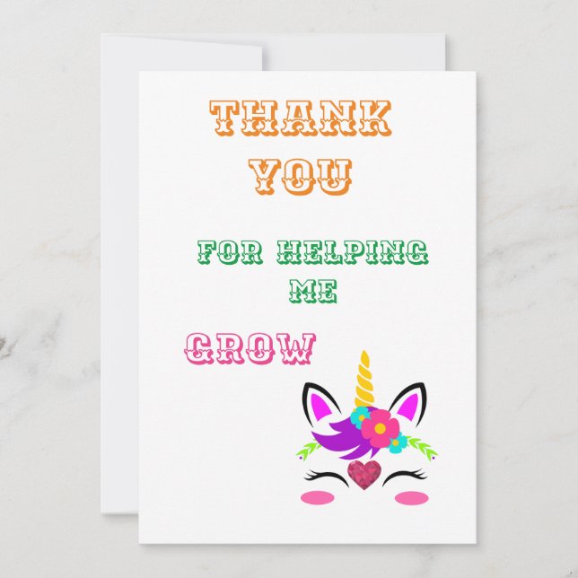 Thank You for Helping Me Grow Card (Front)