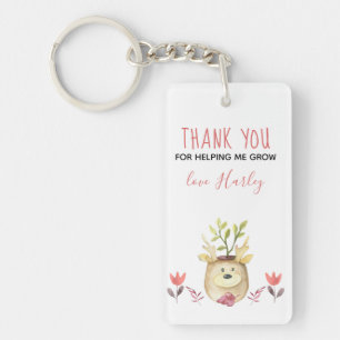 Thank You for Helping Me Grow Cute Potted Plant Key Ring