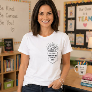 Thank You for Helping Me Grow Floral Pocket T-Shirt