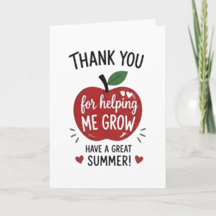 Thank You for Helping Me Grow Have a Great Summer Card