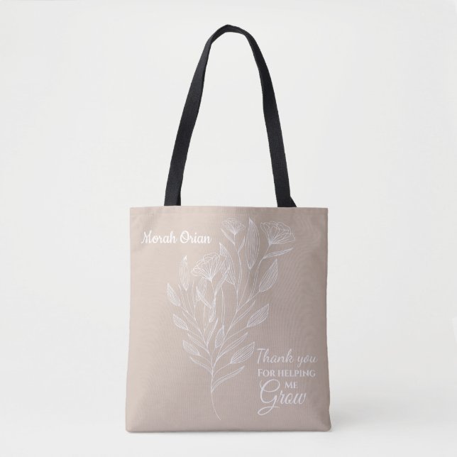 Thank you For helping me grow line art tote Bag (Front)