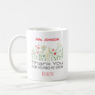 Thank You For Helping Me Grow Personalised Teacher Coffee Mug