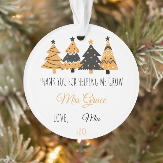THANK YOU FOR HELPING ME GROW,personalised teacher Ornament (Tree)