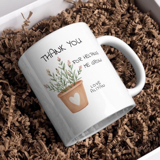 Thank You for Helping Me Grow  Plant Pot Teacher  Coffee Mug (Creator Uploaded)