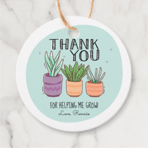Thank You for Helping Me Grow Teacher Appreciation Favour Tags