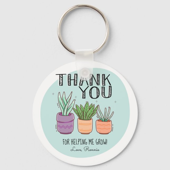 Thank You for Helping Me Grow Teacher Appreciation Key Ring (Front)