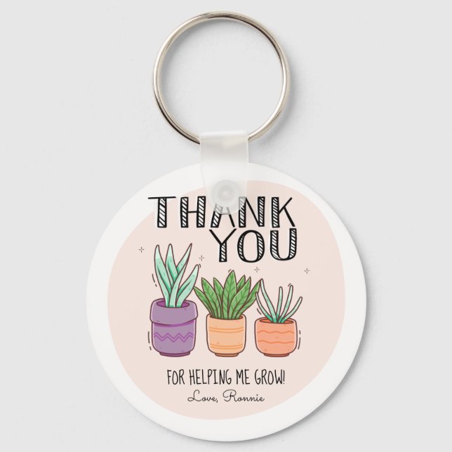 Thank You for Helping Me Grow Teacher Appreciation Key Ring (Front)