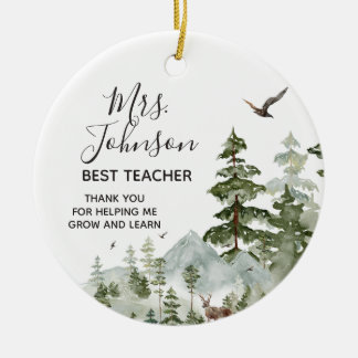 Thank You for Helping Me Grow Teacher Winter Ceramic Tree Decoration