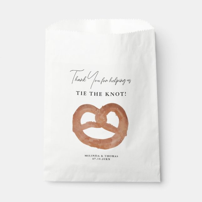 Thank You For Helping Tie The Knot Pretzel Wedding Favour Bags (Front)