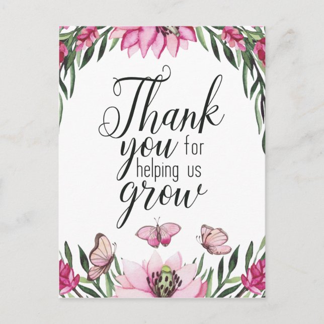 Thank You For Helping Us Grow -  Postcard (Front)