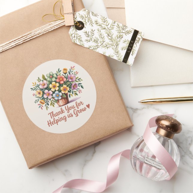 "Thank You for Helping Us Grow" Round Sticker (Gifting)