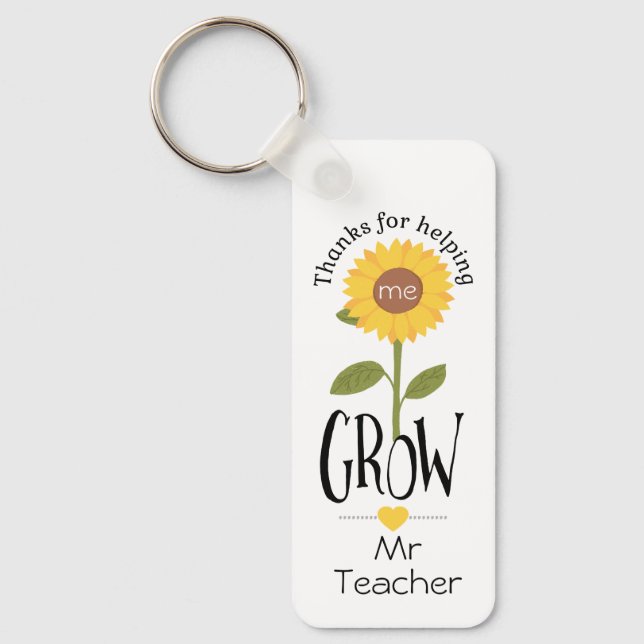 Thank you for helping us grow teacher sunflower key ring (Front)