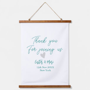 thank you for joining us name green couple heart hanging tapestry
