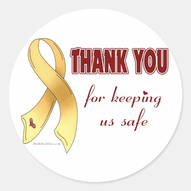 THANK YOU FOR KEEPING US SAFE CLASSIC ROUND STICKER (Front)