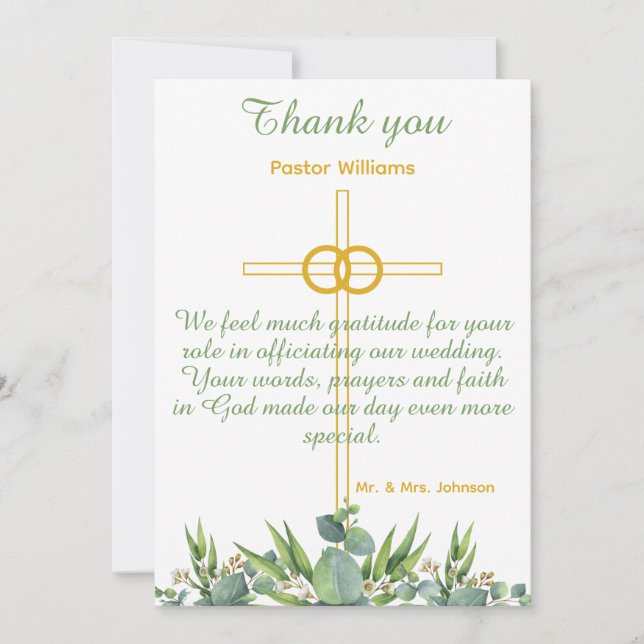 Thank You For Marrying Us Wedding Officiant Card (Front)