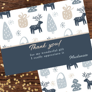 Thank You For My Christmas Gift Reindeer Pattern Card