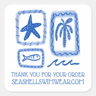 THANK YOU FOR ORDER Cute Beach Sea CUSTOM Square Sticker