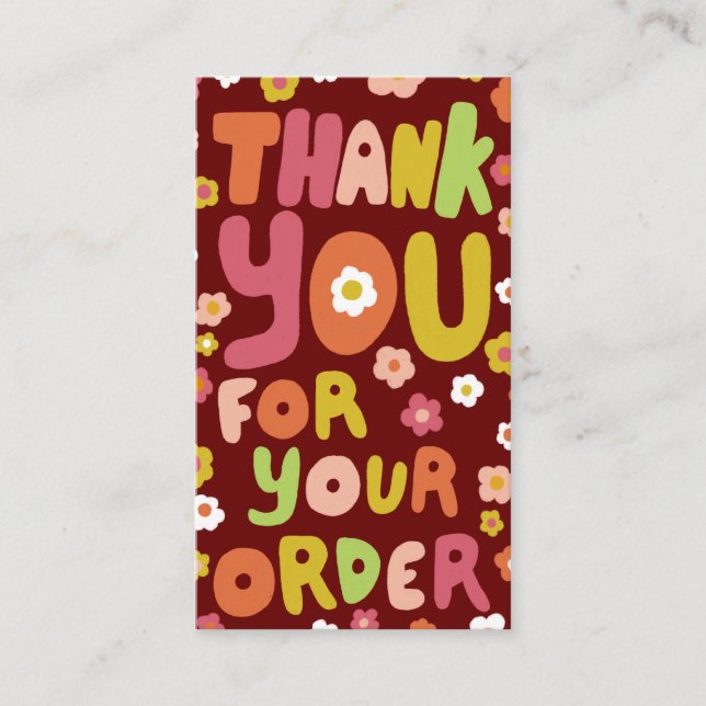 Thank You for Order Daisies Cute Social QR Code  Business Card (Front)