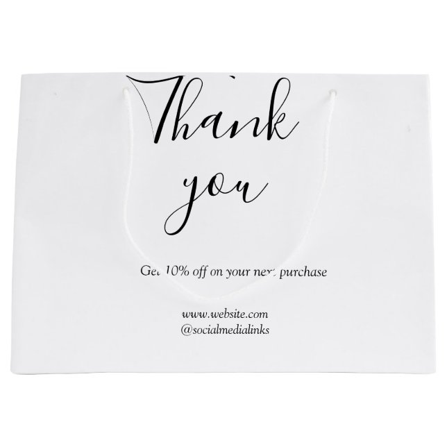 Thank you for order discount code website social b large gift bag (Front)