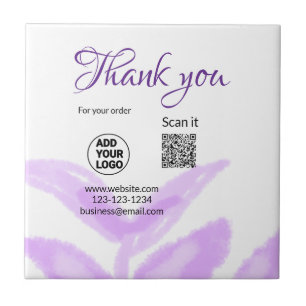 Thank you for order scan QR purple leaves logo web Tile