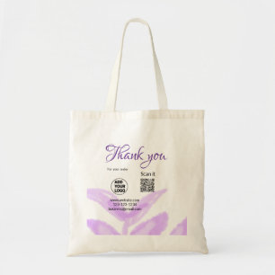 Thank you for order scan QR purple leaves logo web Tote Bag