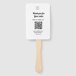 Thank you for order scan Review us business logo Hand Fan