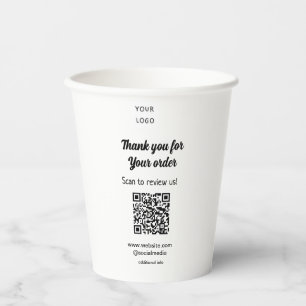 Thank you for order scan Review us business logo Paper Cups