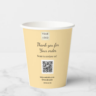 Thank you for order scan Review us business logo Paper Cups