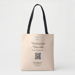 Thank you for order scan Review us business logo Tote Bag