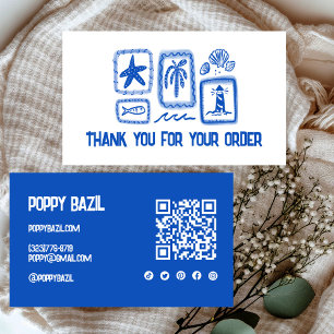 Thank You for Order Social Icon QR Code Beach Business Card