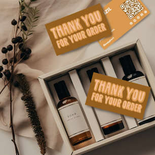 Thank You for Order Social Icons QR Code Neutrals  Business Card