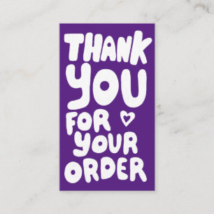 Thank You for Order Social Icons QR Code Purple Business Card