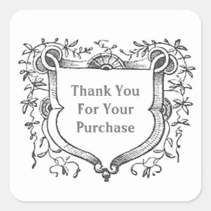Thank You for Order Vintage Shield Appreciation Square Sticker