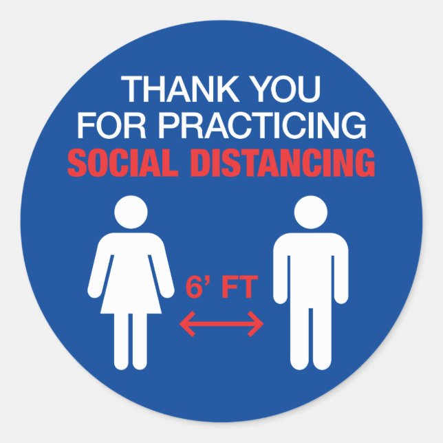 Thank You For Practicing Social Distancing Classic Round Sticker (Front)