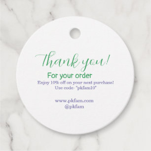 Thank you for purchase blue family business social favour tags