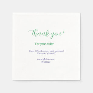 Thank you for purchase blue family business social napkin