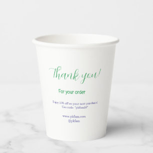Thank you for purchase blue family business social paper cups
