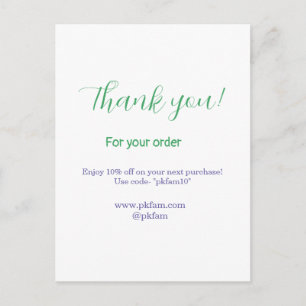Thank you for purchase blue family business social postcard