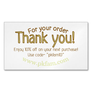 Thank you for purchase gold family business detail magnetic business card