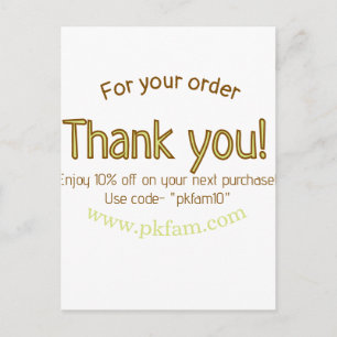 Thank you for purchase gold family business detail postcard