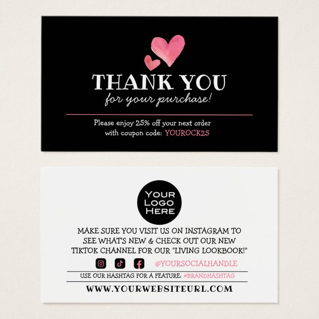 Thank You for Purchase Heart Customer Discount  (Front & Back)