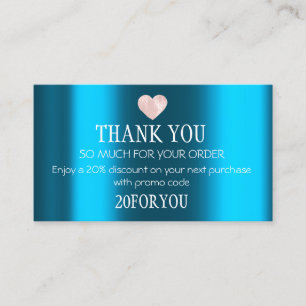 Thank You FOR PURCHASE Instagr Discount Code Teal Business Card