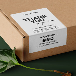 Thank You For Purchase Packaging Trendy Shipping Rectangular Sticker