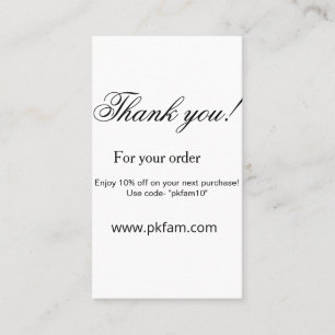 Thank you for purchase pink family business detail card