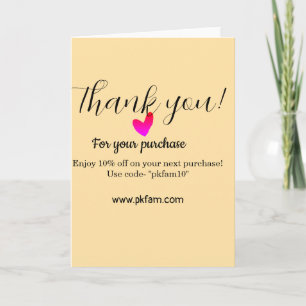 Thank you for purchase pink family business detail card