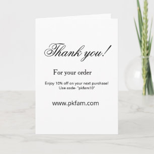 Thank you for purchase pink family business detail card