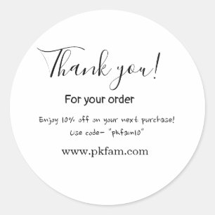 Thank you for purchase pink family business detail classic round sticker